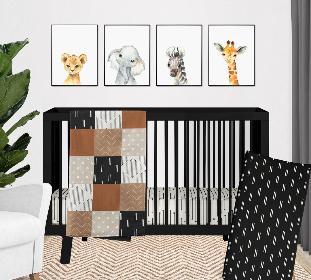 Crib Bedding Set Boho, Modern Nursery Bedding Set, Rust and Copper Baby ...