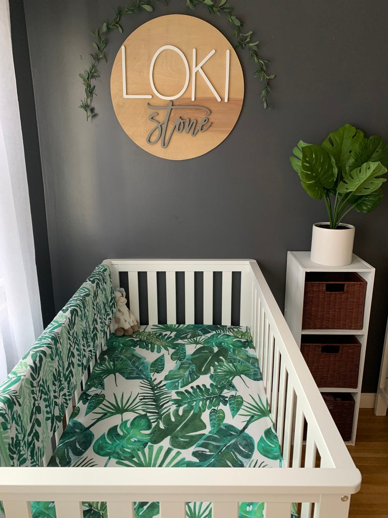 Crib Sheet for Tropical Leaf Baby Bedding Nursery Set Crib Etsy