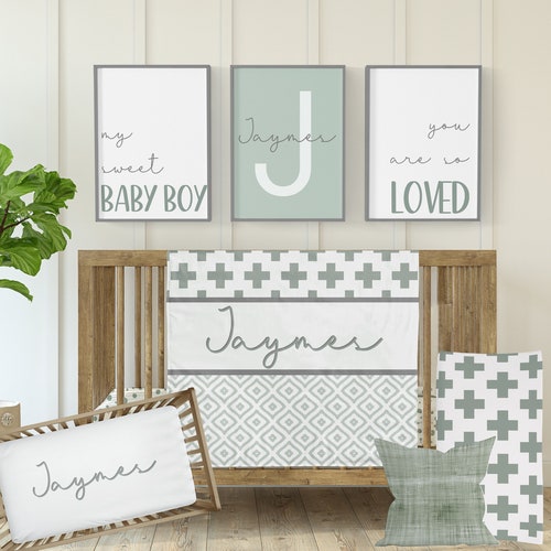 Sage Crib Bedding Green Baby Bedding Neutral Nursery Baby Etsy