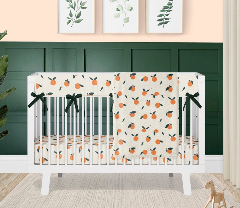 Baby Girl Crib Bedding Orange Blossoms Baby Bedding Set Etsy Canada