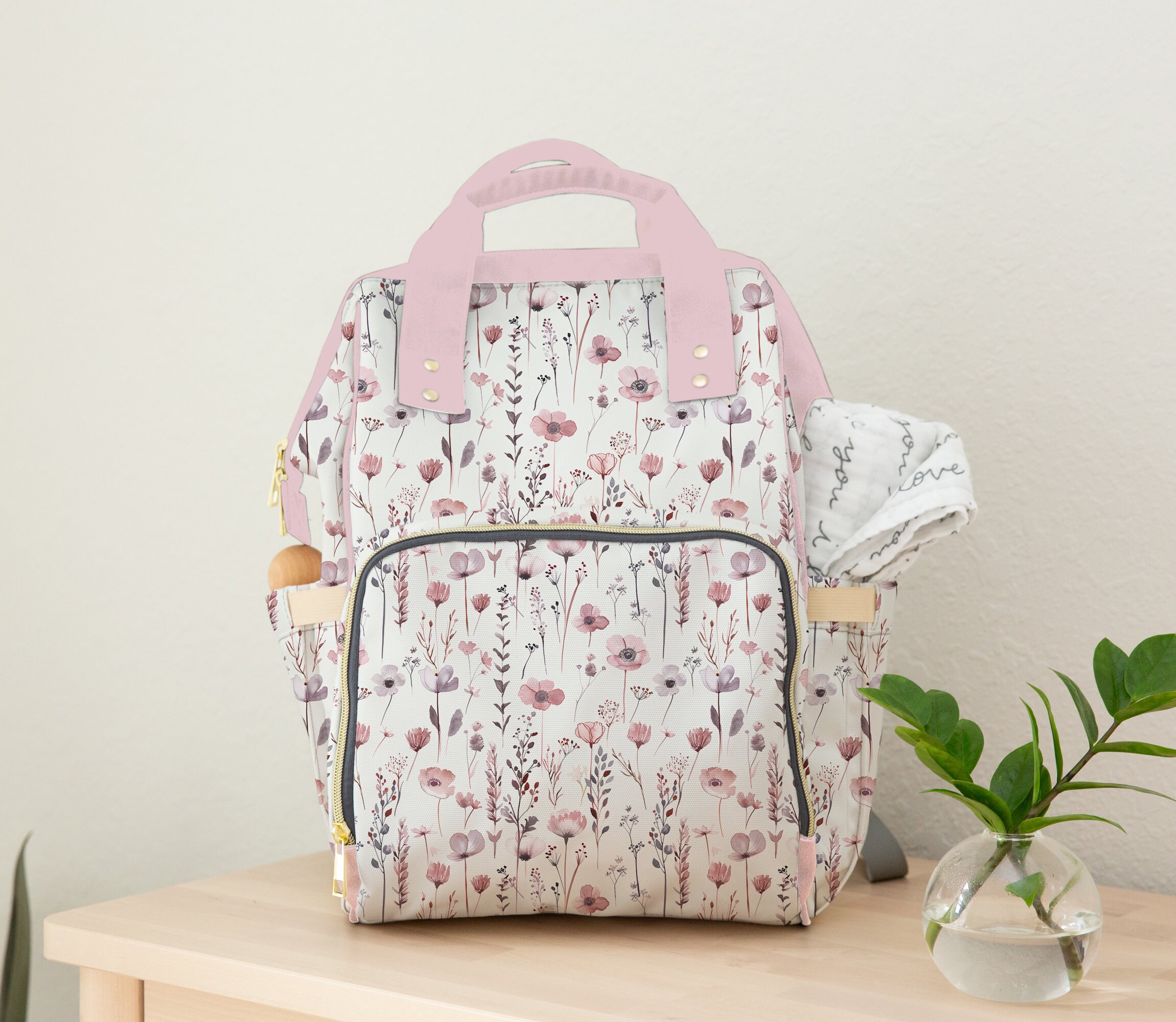 New Pink Diaper Bag Backpack for Baby Girls - Perfect Baby Shower Gifts Campmoy 8 in 1 Diaper Bag Backpack with Changing Station  main image 3