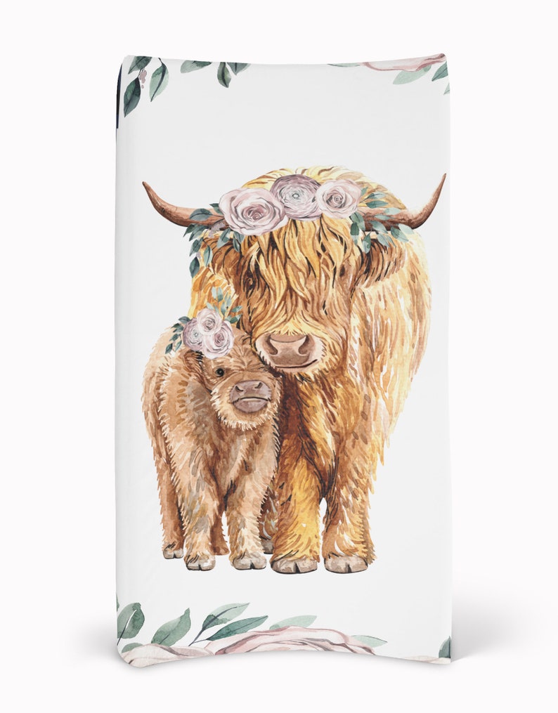 Cow Baby Girl Crib Bedding Set Highland Cattle Nursery Theme Etsy