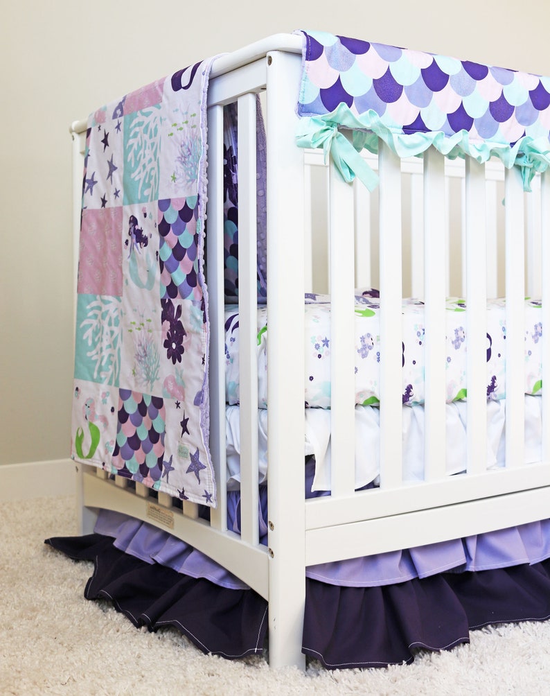 Purple Mermaid Crib Bedding Ocean Themed Nursery Baby Girl Etsy