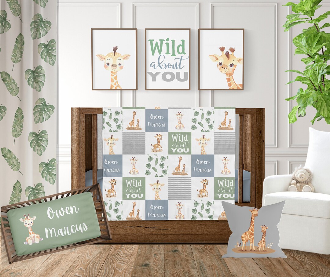 Giraffe Baby Bedding, Giraffe Nursery Crib Bedding Set, Personalized