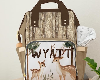 Camo Deer Baby Diaper Bag: Personalized Hunting Backpack