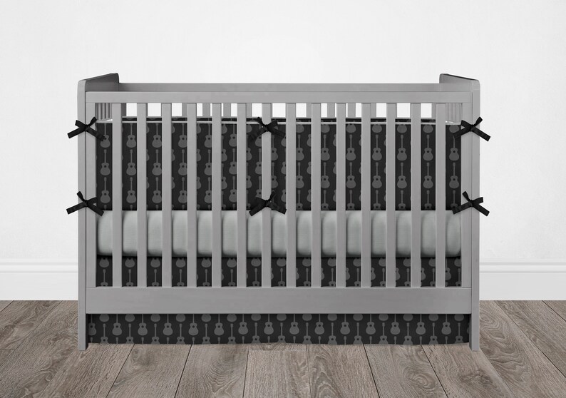 Guitar Crib Bedding Set for Music Theme Baby Nursery Black Etsy