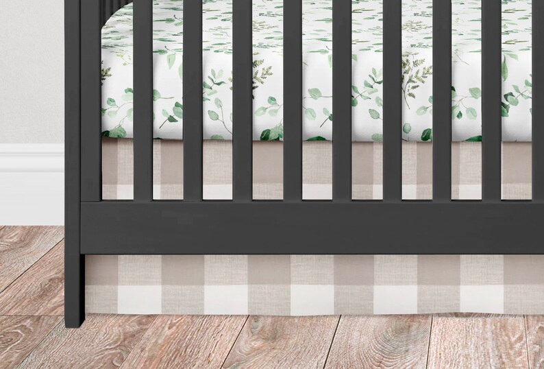 Greenery Crib Bedding Set Leaf Baby Nursery Tan Plaid Crib Etsy Canada