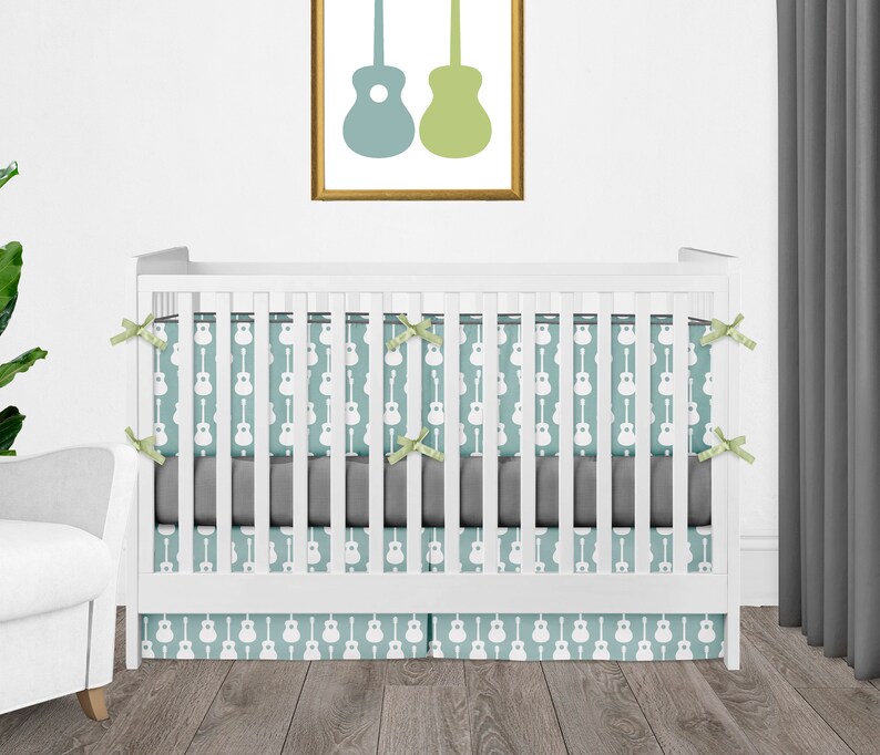 Guitar Baby Crib Bedding Set Music Nursery Theme Blue and Etsy