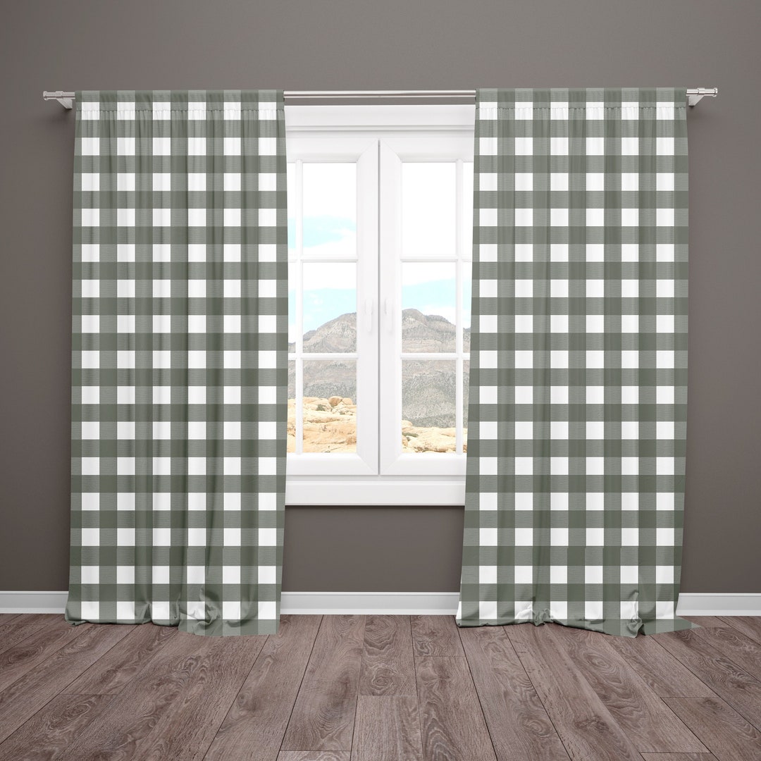 Green Plaid Curtains Baby Boy Nursery Curtains Bedroom Etsy