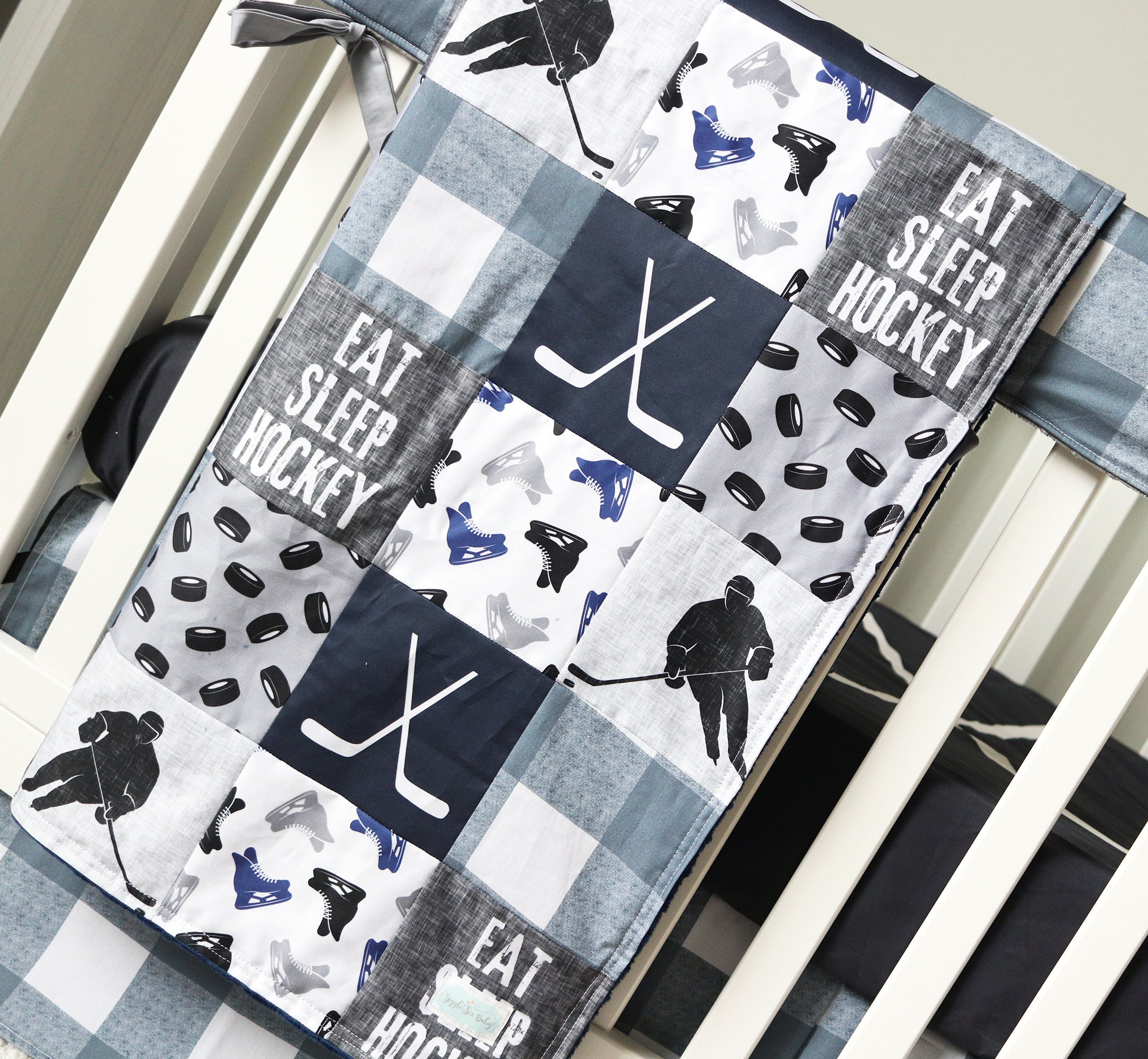 Hockey Crib Bedding for Baby Boy Nursery Sports Theme Crib Etsy Canada
