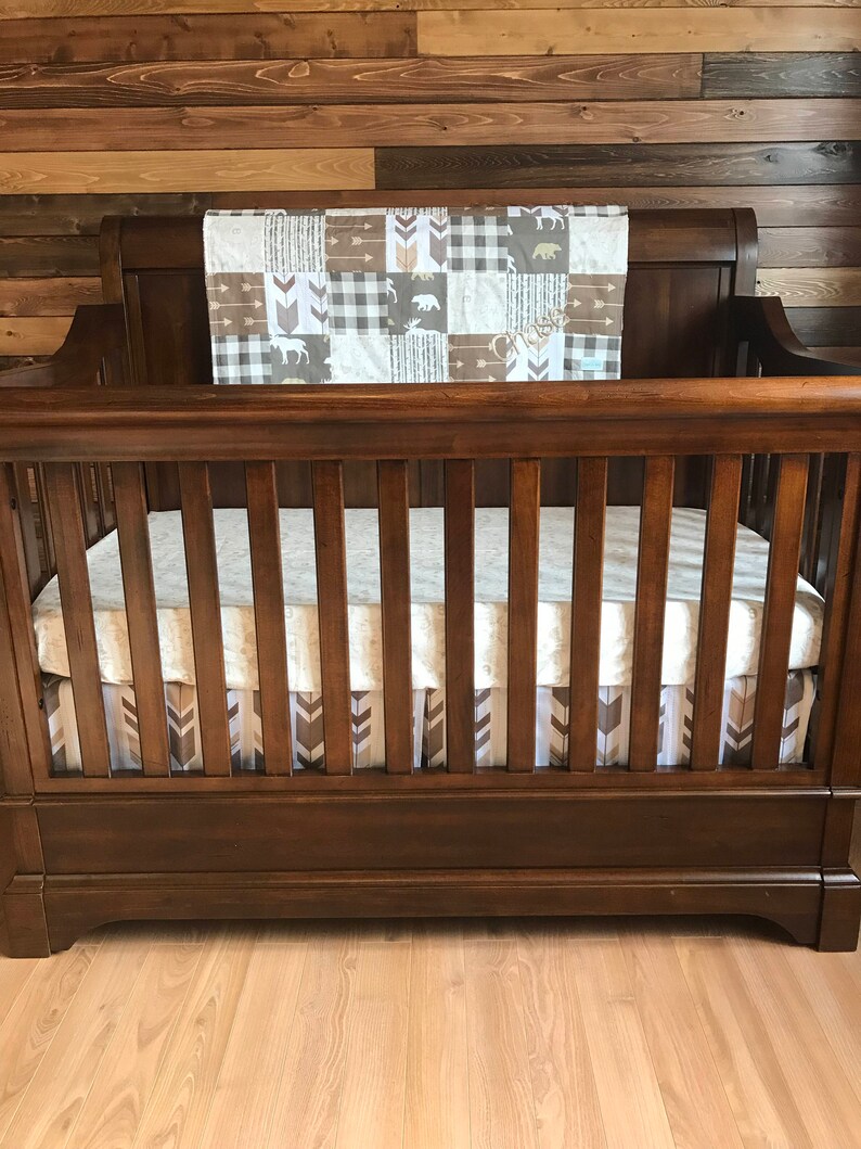 Woodlands Crib Bedding Set Brown Neutral Baby Nursery Etsy
