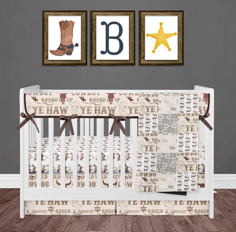 Cowboy Crib Bedding Set for Western Theme Baby Boy Nursery Etsy