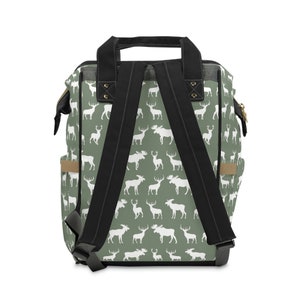 Baby Boy Diaper Bag, Woodland Deer Backpack Diaper Bag, Sage Green Personalized Baby Boy Gift image 7