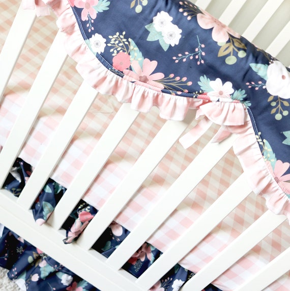 blue floral crib bedding