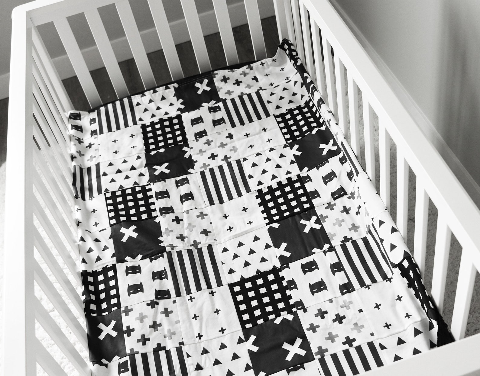 Batman Superhero Crib Bedding Set for Baby Boy Black and White Etsy