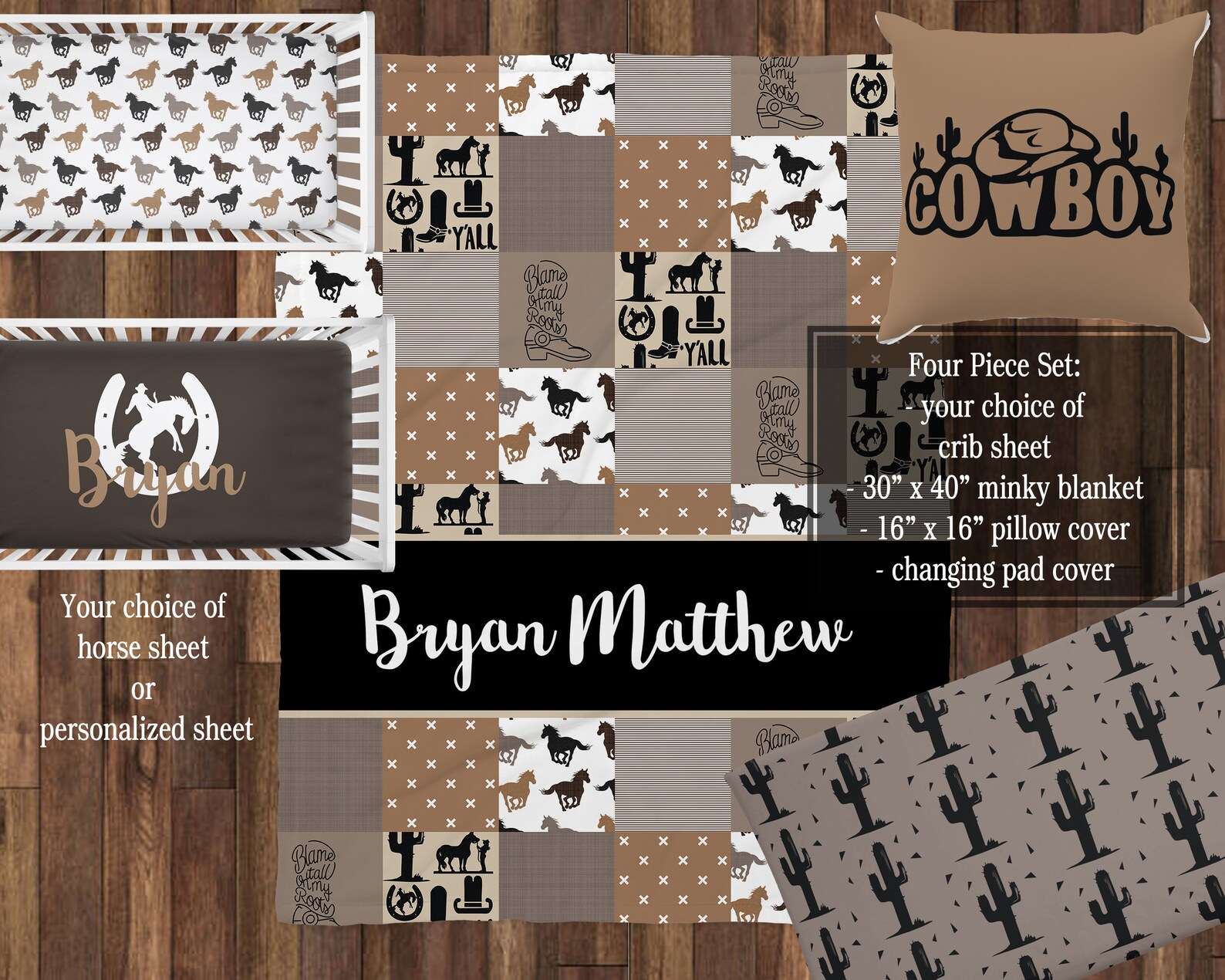 Crib Bedding Set Western Cowboy Baby Bedding Cowboy Themed Etsy