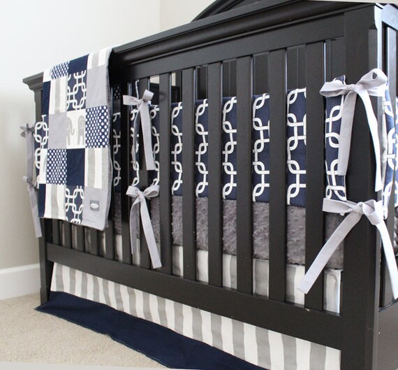navy blue cot bedding