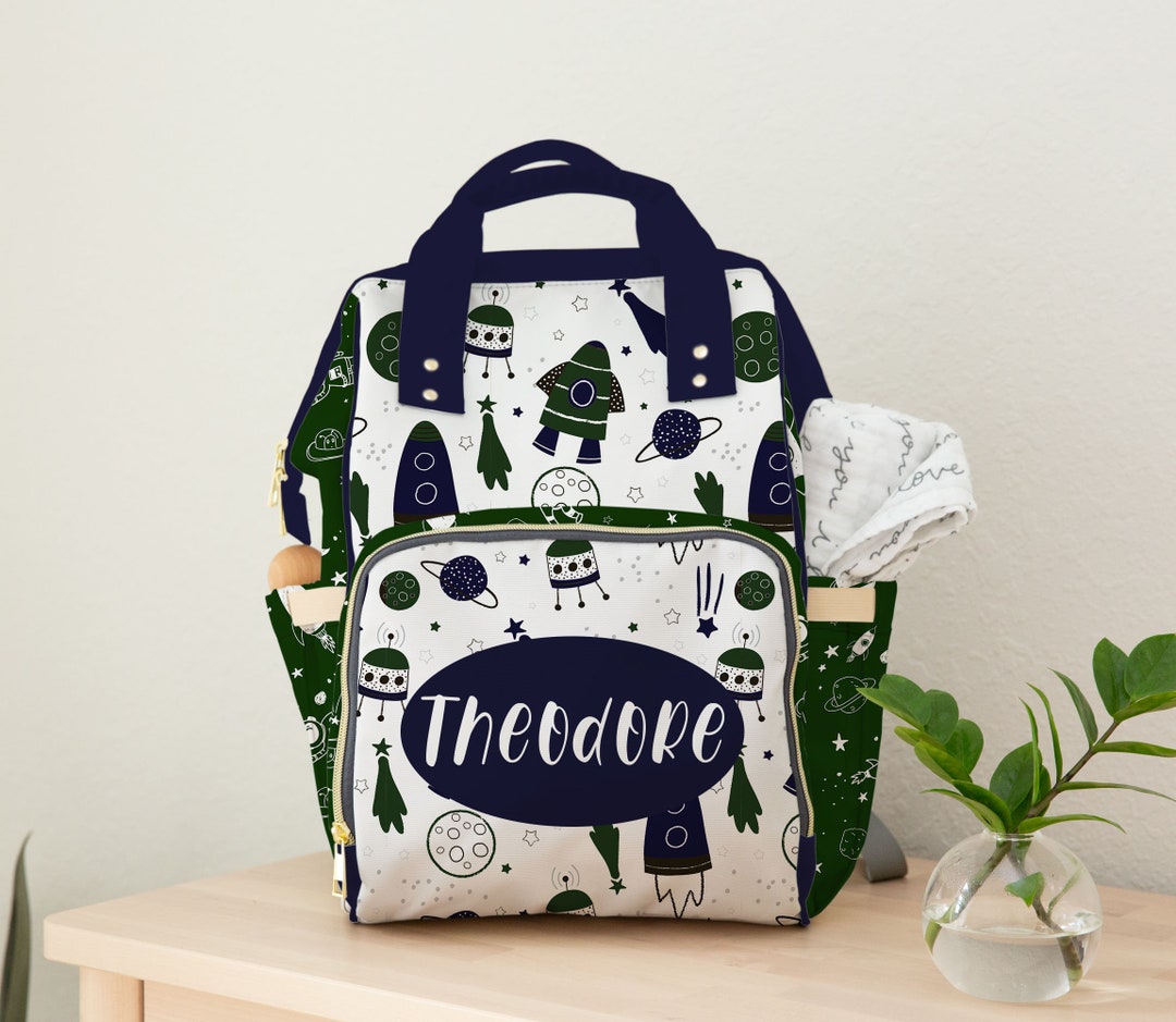 Diaper Bag Backpack Baby Boy Name Diaper Bag Baby Boy Space Etsy