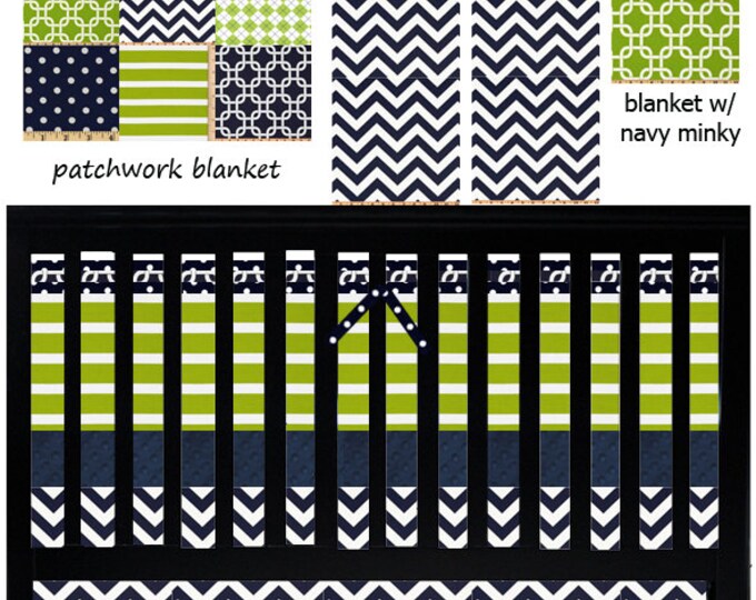 Custom Baby Bedding Green and Navy Blue RESERVED for Katie Etsy