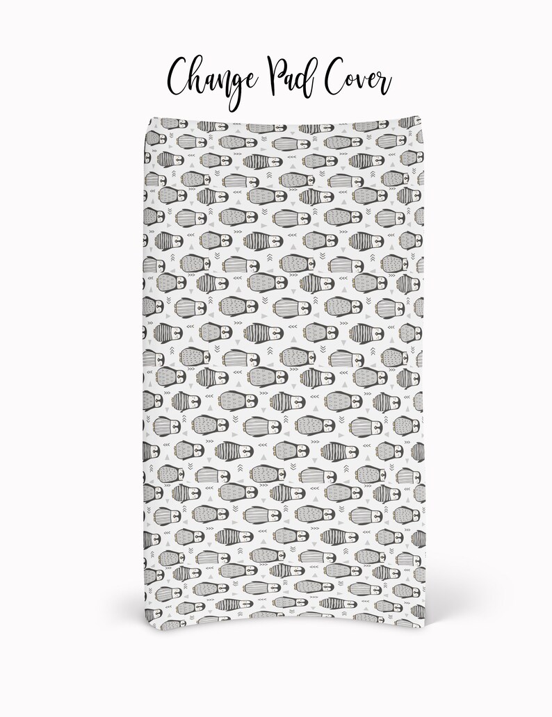 Crib Bedding Set in Black and White Penguin Baby Nursery Etsy