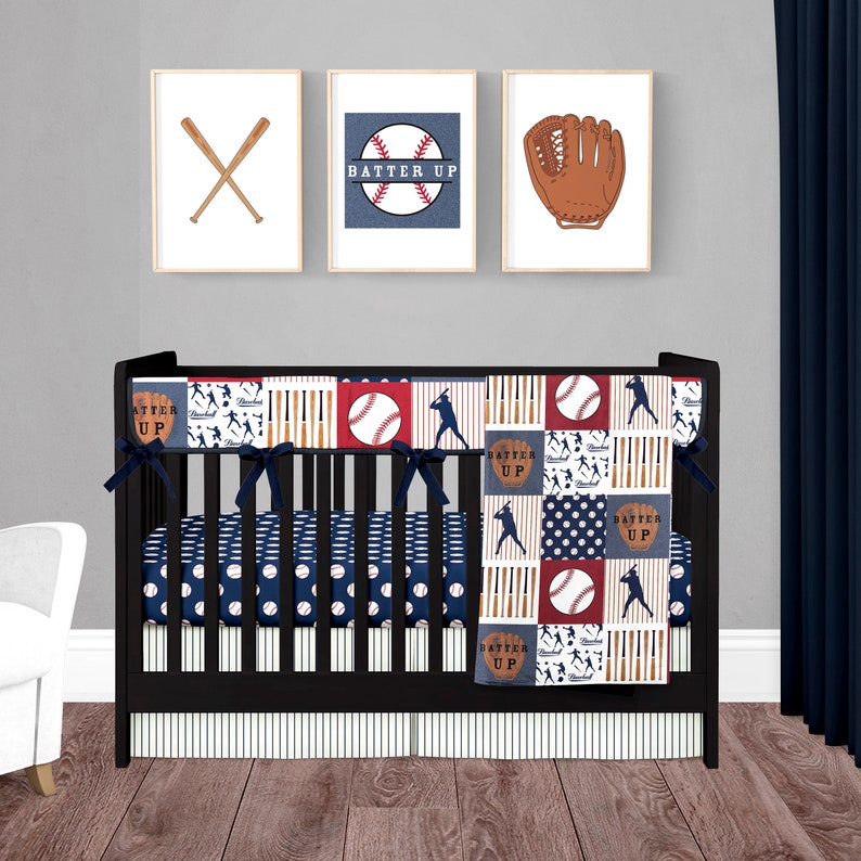 Baseball Crib Bedding for Baby Boy Nursery Sports Theme Crib Etsy