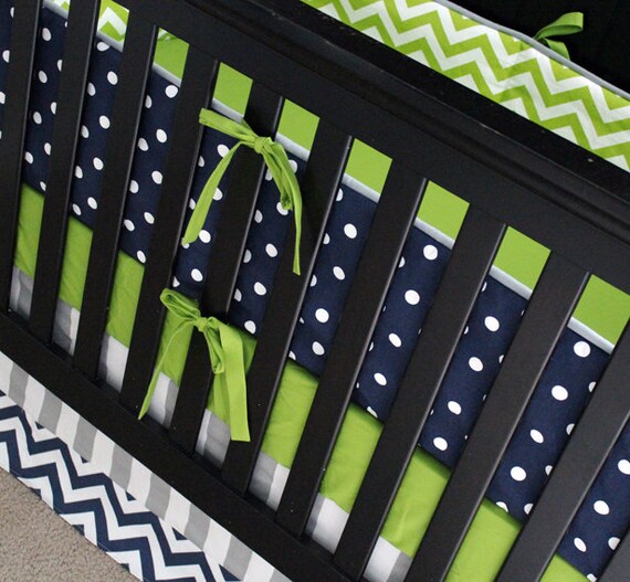 Boy Crib Bedding Set Baby Nursery Crib Set Navy Blue Polka Etsy