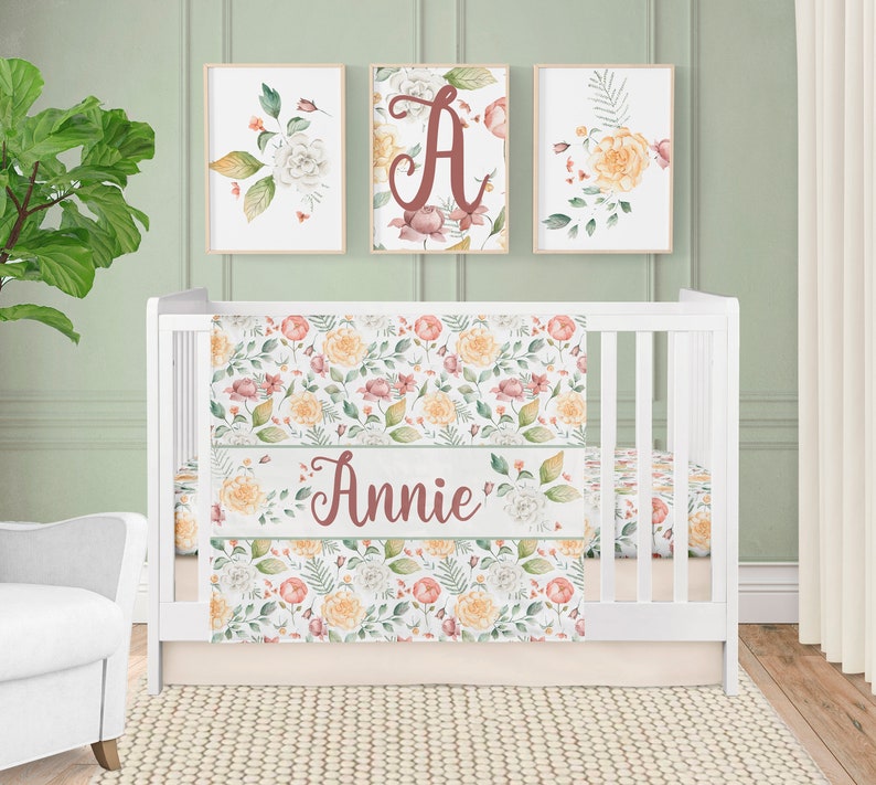 Floral Crib Bedding Set Girl Baby Bedding Garden Spring Etsy