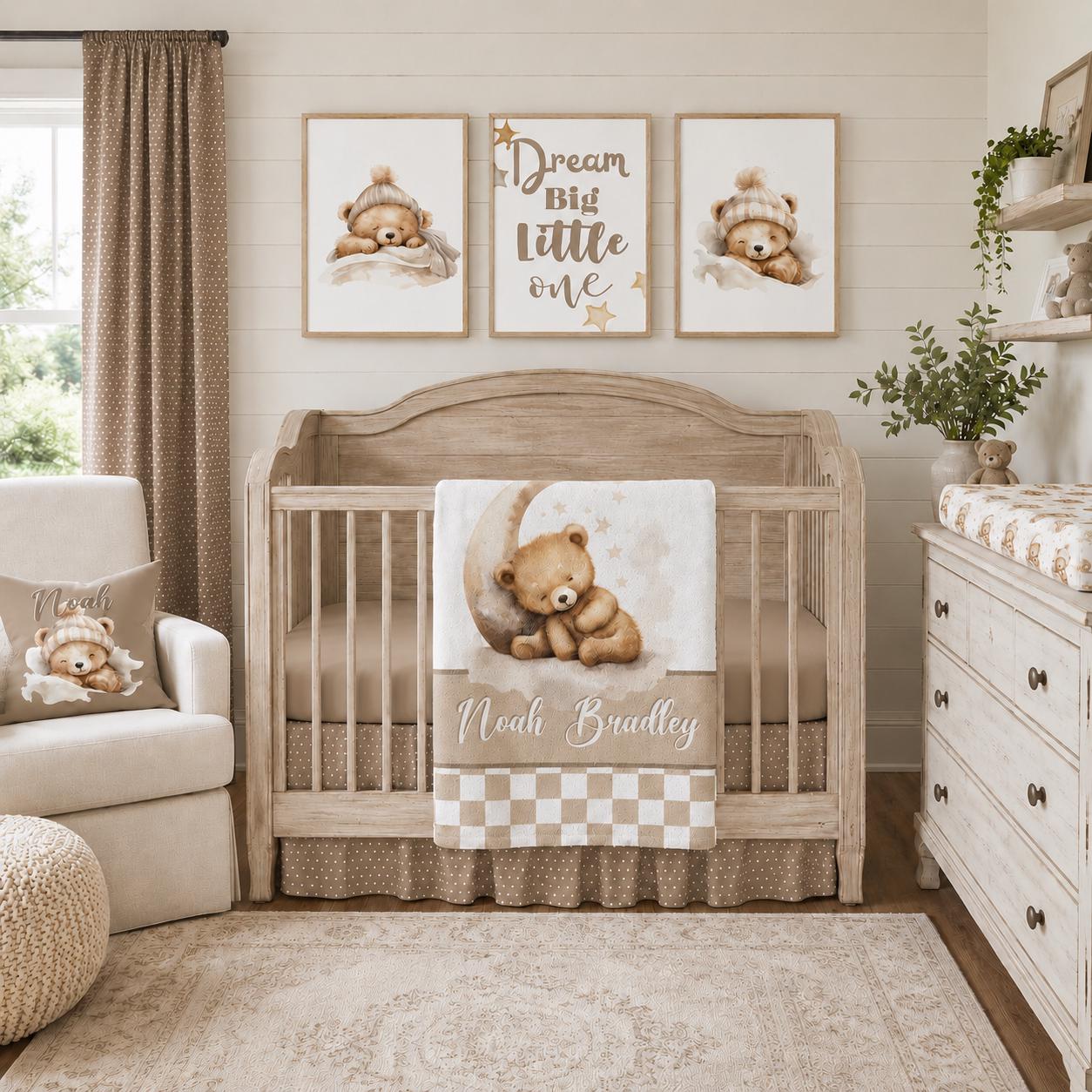 Teddy Bear Crib Bedding Set: Neutral Nursery Decor - Etsy