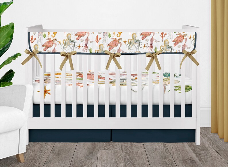 Sea Creature Crib Bedding Set Ocean Themed Nursery Octopus Etsy