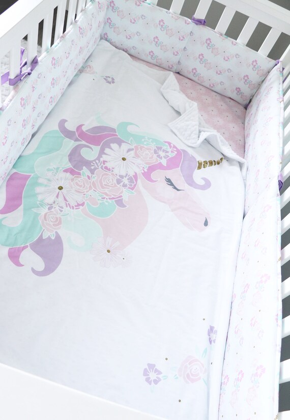 unicorn baby girl crib bedding