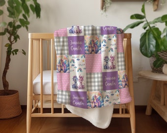 Personalized Dragon Baby Blanket: Pink & Purple Minky Throw