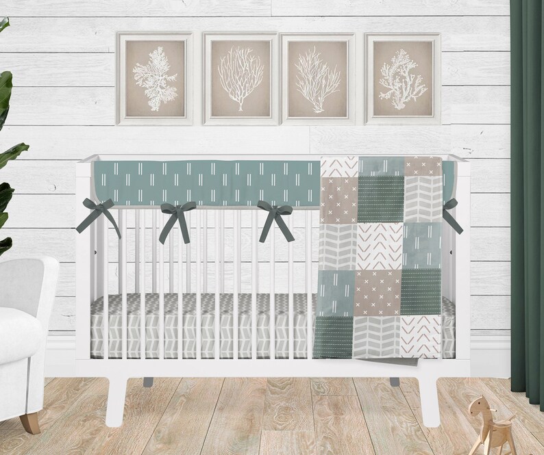 Boho Baby Bedding Gender Neutral Set Patchwork Baby Blanket Etsy