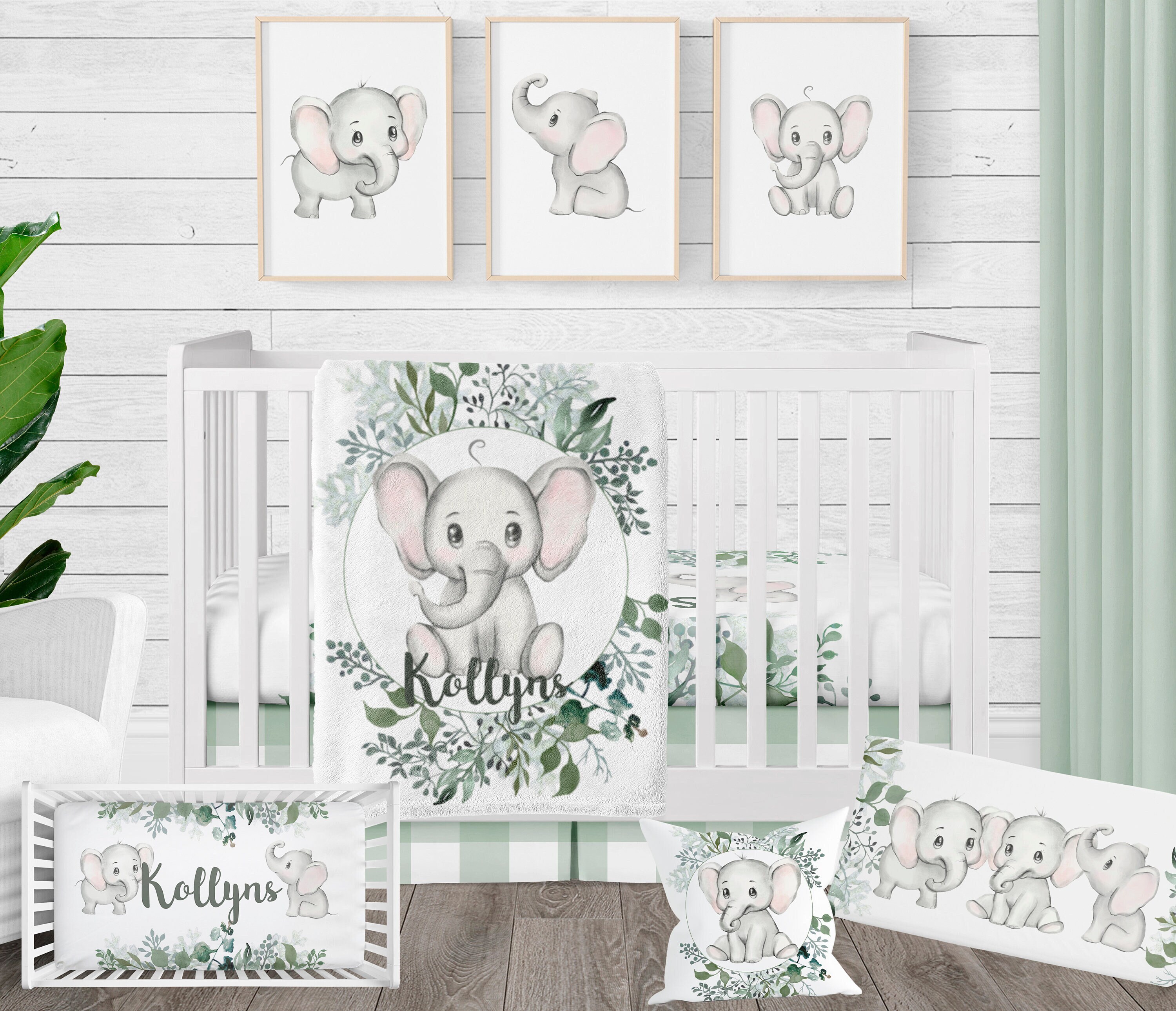 Elephant Nursery Bedding Crib Bedding Neutral Personalized Baby Bedding Set Etsy Canada