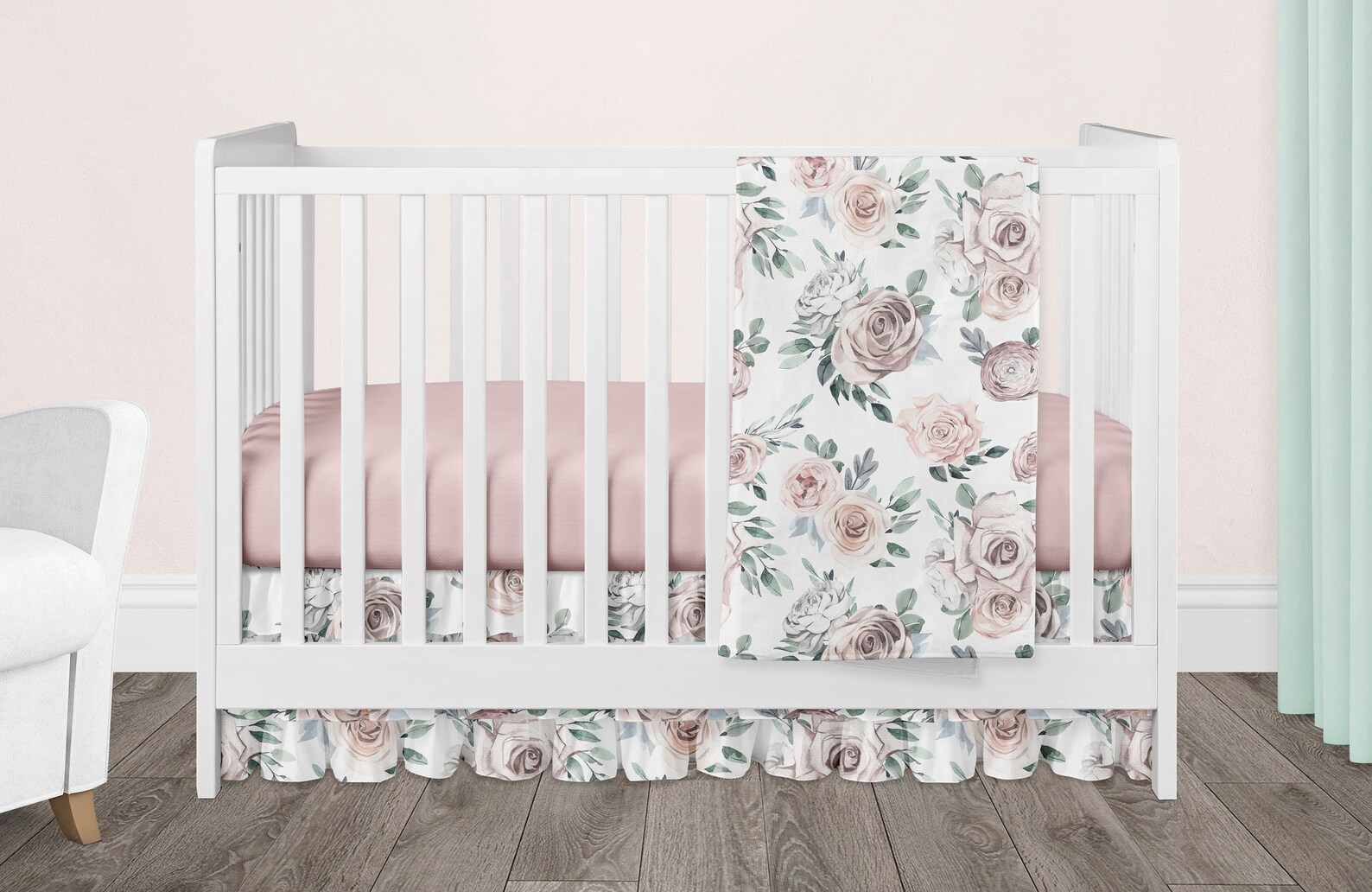 Girl Baby Crib Bedding Set Floral Nursery Pink Nursery Baby Etsy