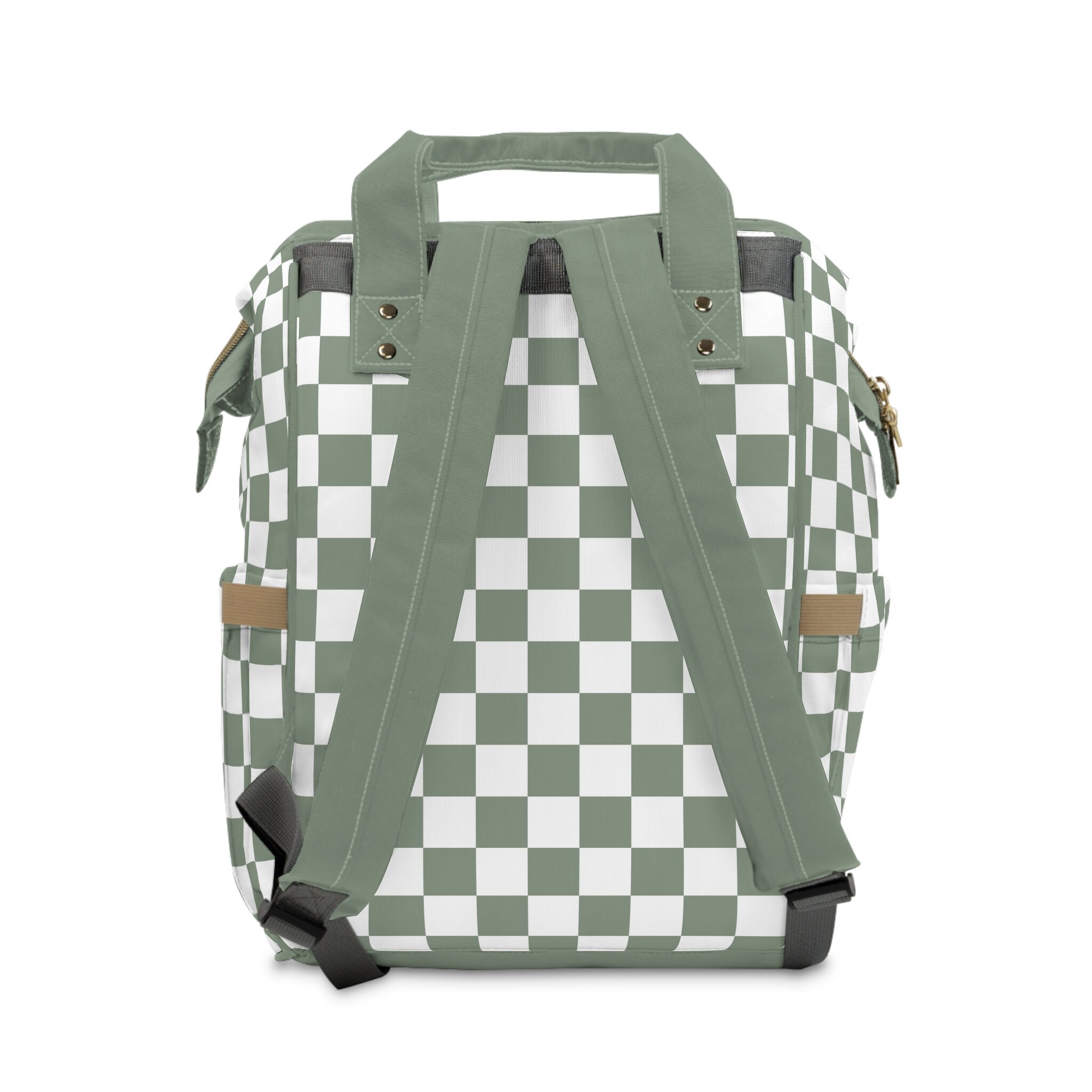Diaper Bag Backpack in Sage Check, Neutral Backpack Diaper Bag