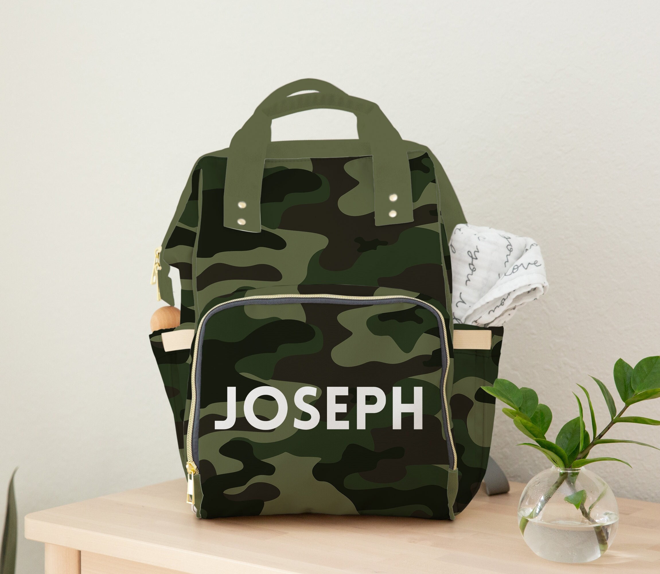 Camo Diaper Bag Personalized Camouflage Diaper Bag Backpack Hunting Baby Diaper Bag Baby Bag With Name Baby Boy Gift Etsy