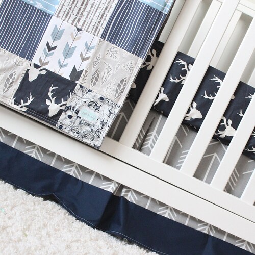 Deer Crib Bedding. Boy Crib Bedding. Woodland Baby Bedding. Etsy