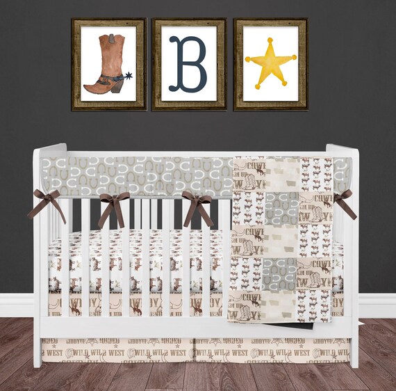 Cowboy Crib Bedding Set For Western Theme Baby Boy Nursery Etsy