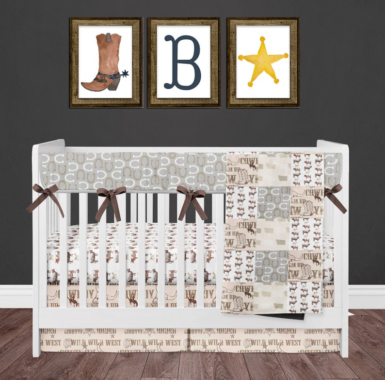 Cowboy Crib Bedding Set For Western Theme Baby Boy Nursery Etsy