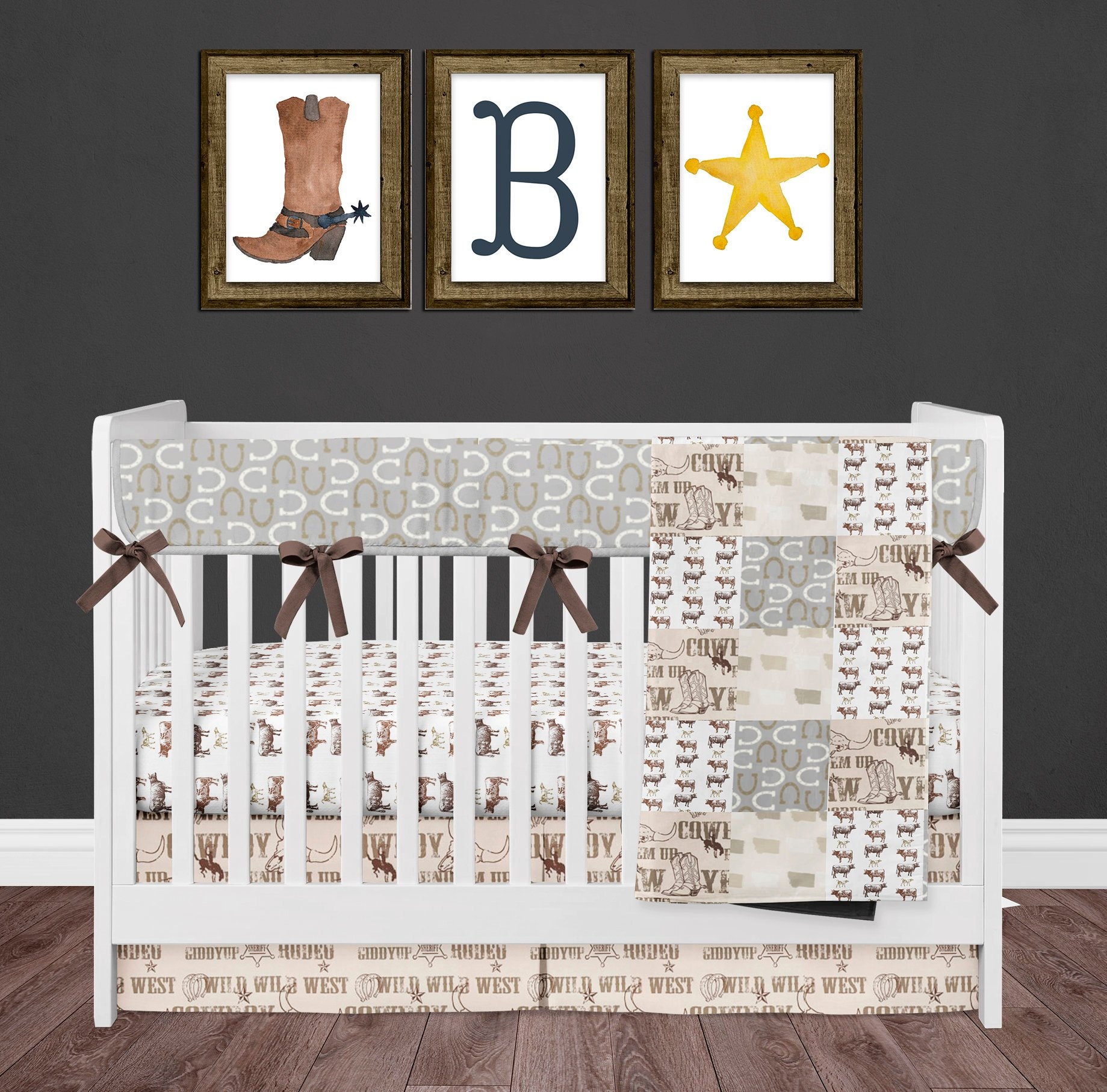Cowboy Crib Bedding Set For Western Theme Baby Boy Nursery Etsy