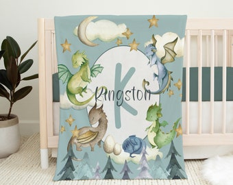 Personalized Dragon Baby Blanket: Soft Minky Nursery Decor