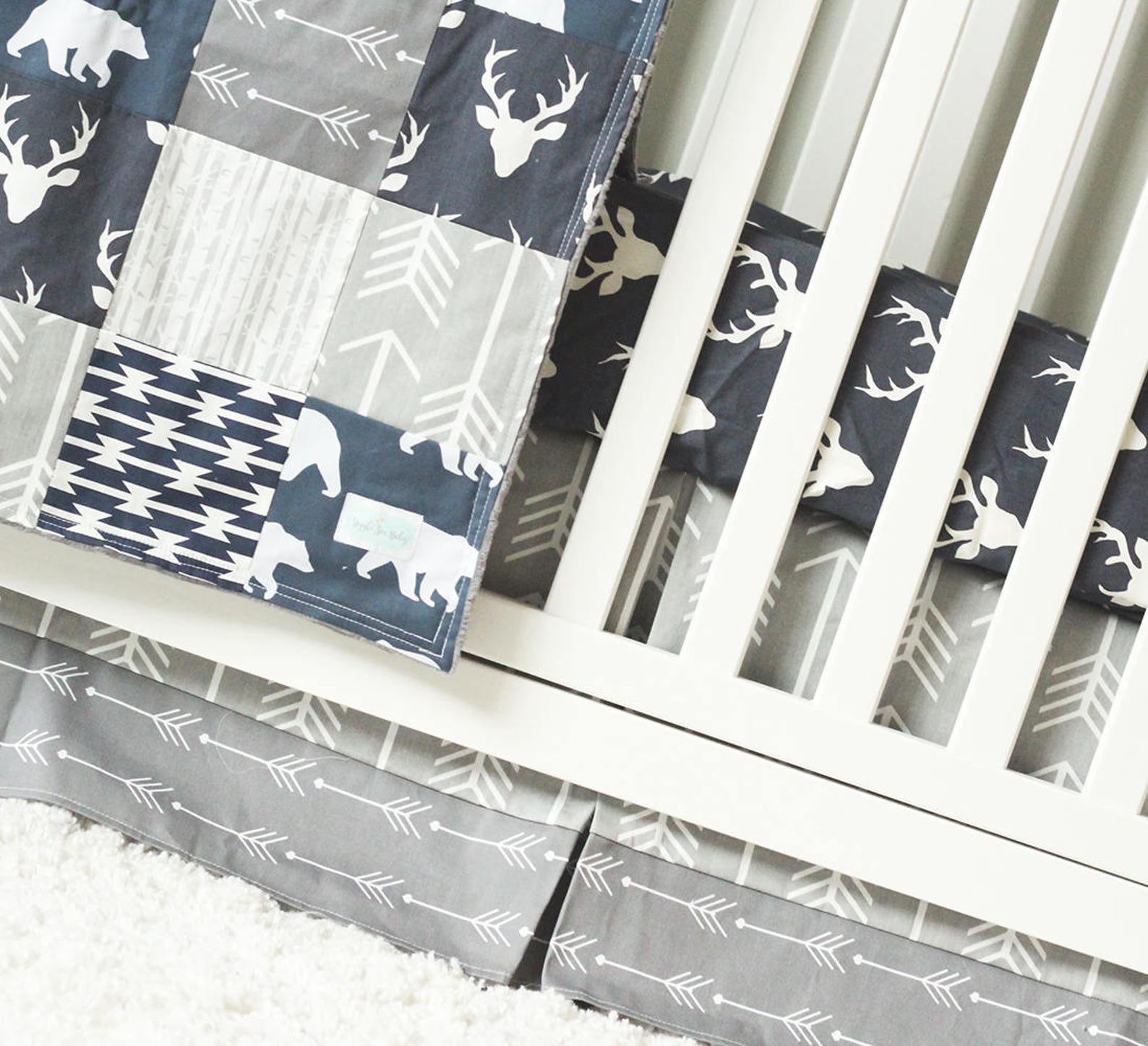 Baby Boy Blue Woodlands Crib Bedding Woodlands and Arrow Etsy