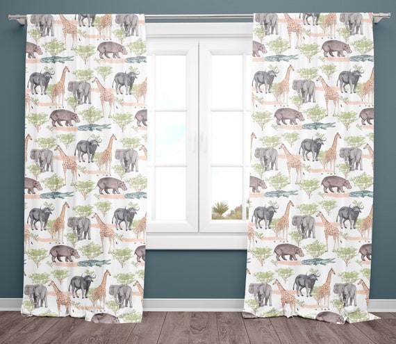 Curtains For Safari Nursery Bedroom Jungle Animals Curtain Etsy