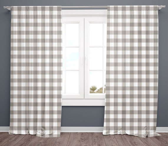 Plaid Curtains In Tan For Baby Boy Nursery Buffalo Plaid Etsy