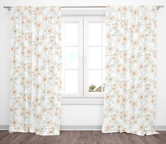 Curtains In Peach Floral For Little Woodlands Baby Girl Crib Etsy