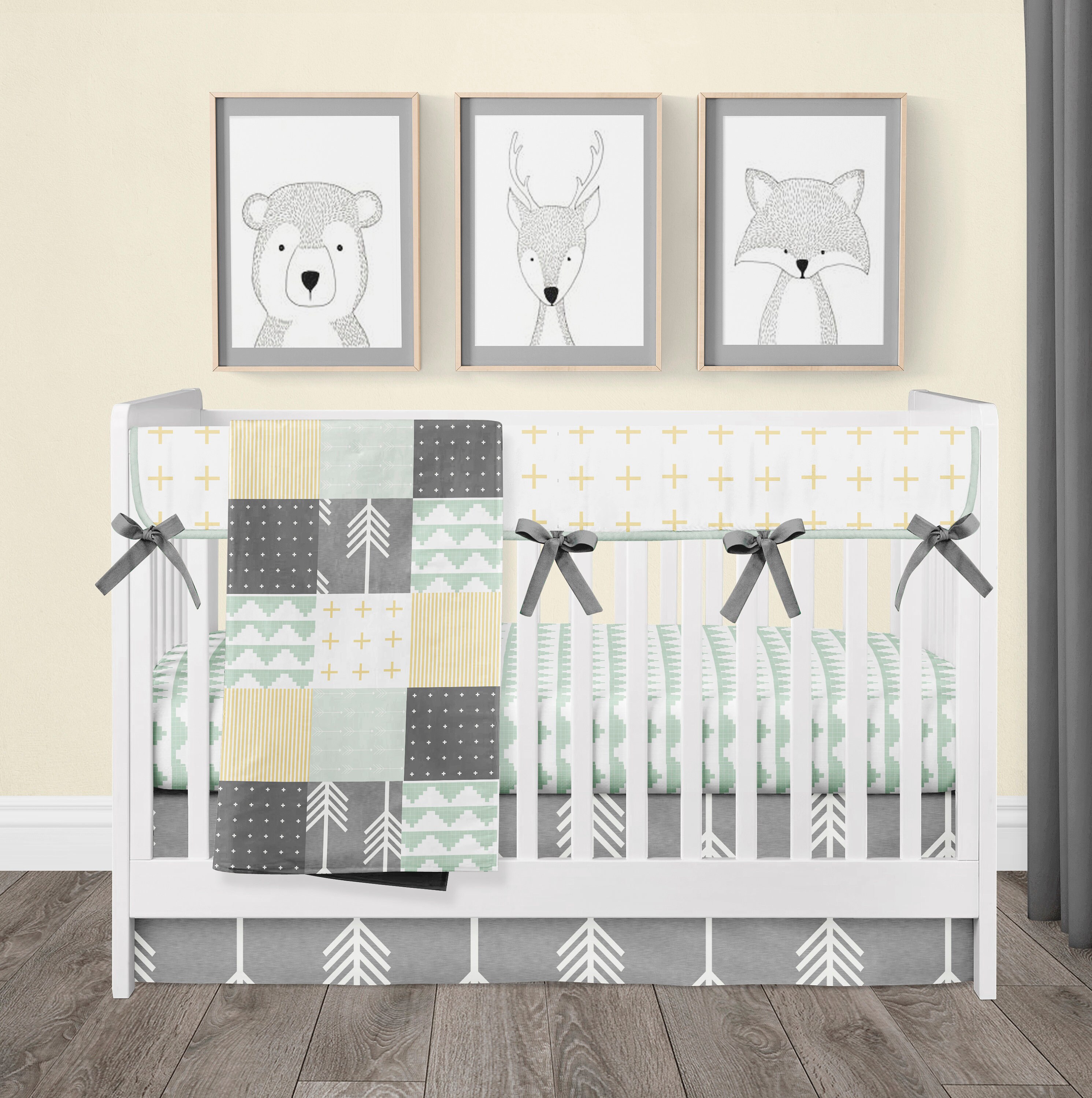 Baby Bedding Gender Neutral Crib Set Rail Guard Cover Etsy