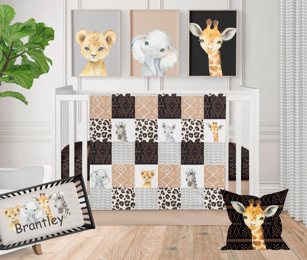 Crib Bedding Set Jungle Theme, Baby Safari Animals Nursery Bedding