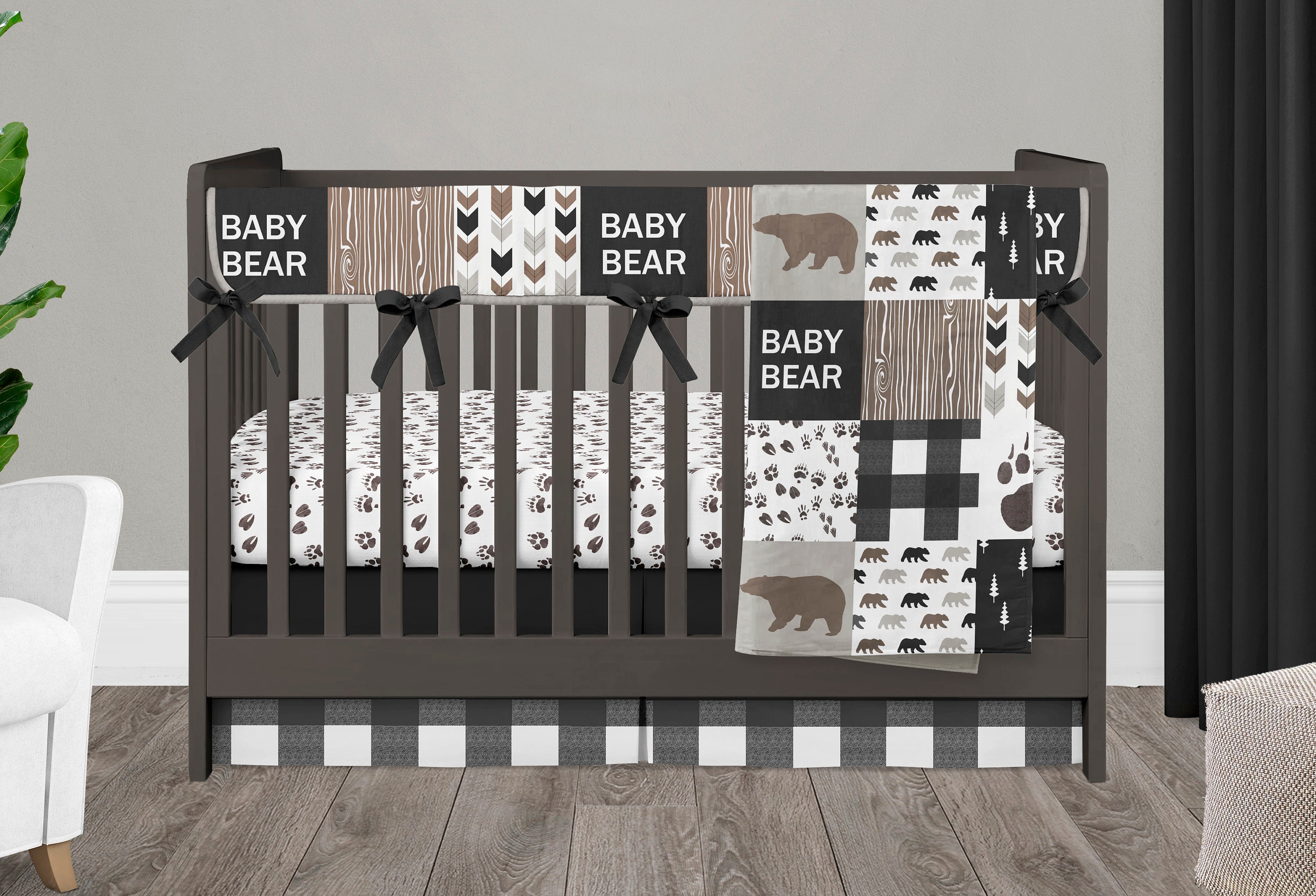 Baby Bear Crib Bedding Set in Neutrals Woodland Nursery Baby Etsy