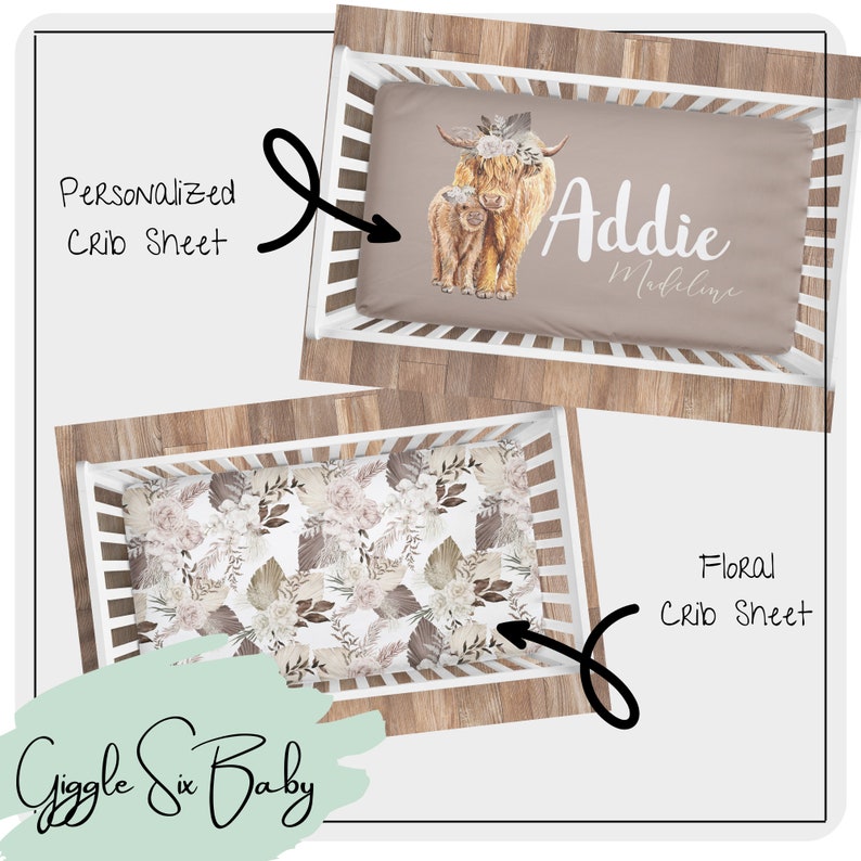 Highland Cow Nursery Crib Bedding Baby Girl Western Bedding Etsy