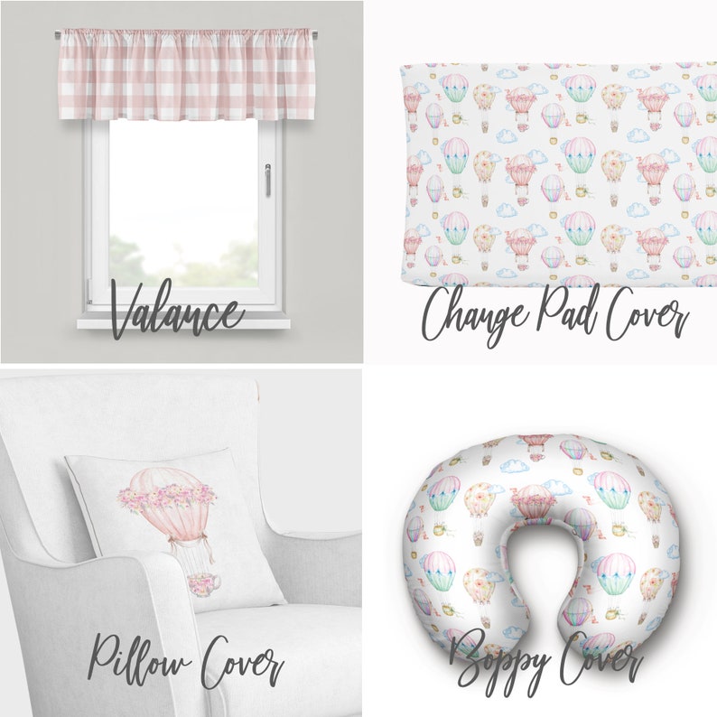 Baby Girl Hot Air Balloon Crib Bedding Set Adventure Nursery Etsy